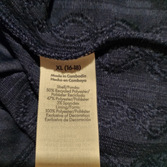 Cable Knit Lined Navy Lace Trimmed Mini Dress New - Picture 8 of 10